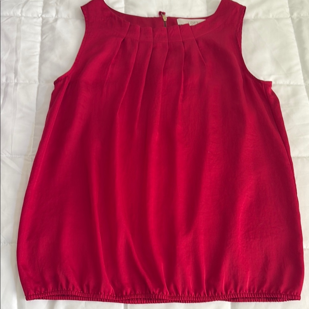 NWOT Loft top Sleeveless Fuchsia red back zipper S‎
